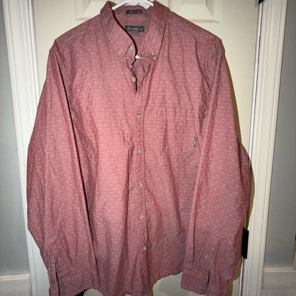 Eddie Bauer Men's Casual Red Button-Down Shirt